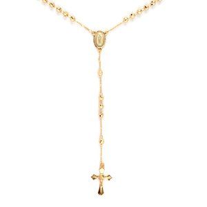 Diamond-Cut Beads Rosary Necklace